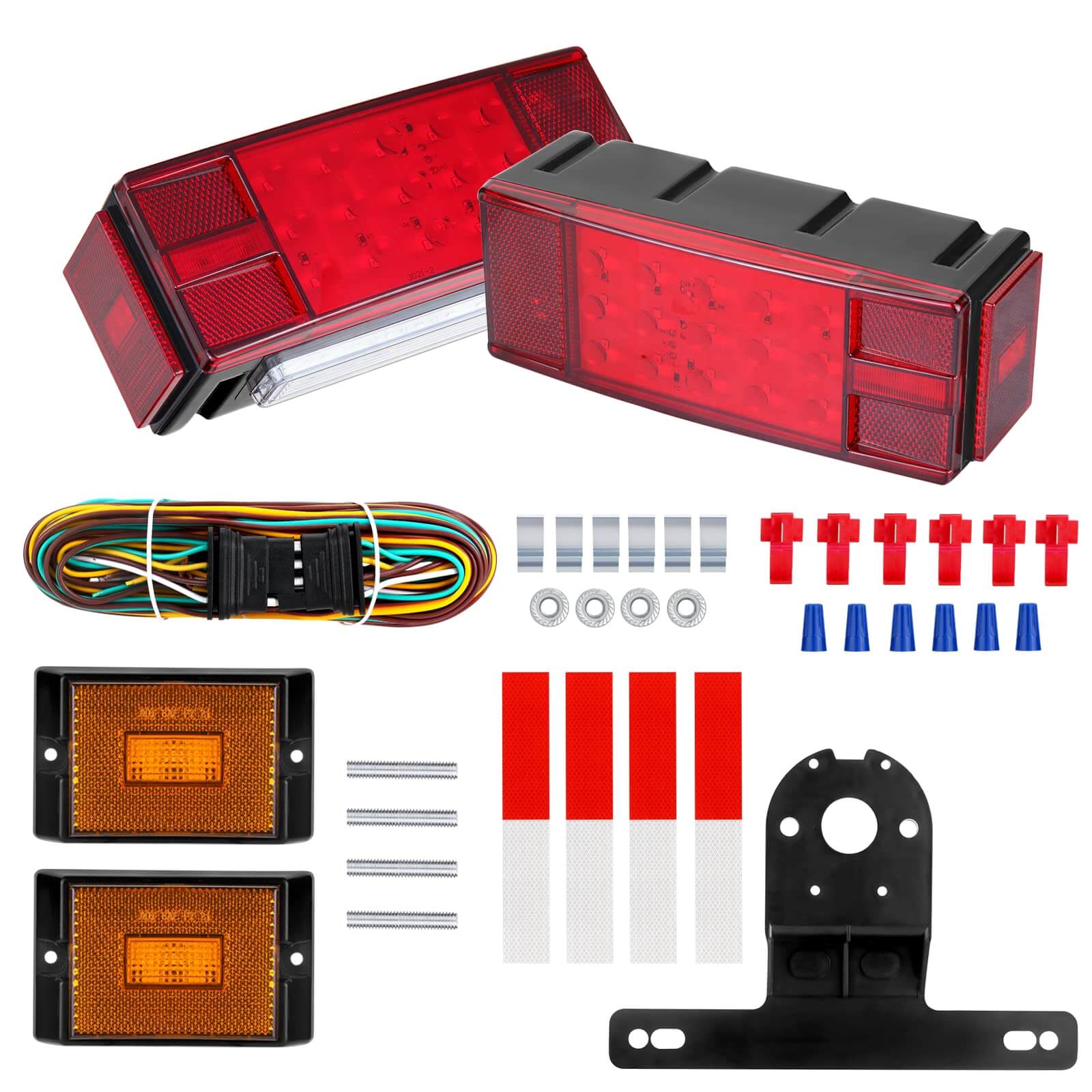 2PCS Rectangle LED Light Kit with Amber Side Marker Lights
